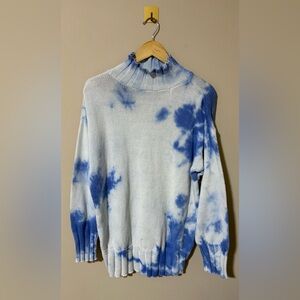 Vintage Iwanciw Blue and White Tie Dye Oversized Cotton Sweatshirt